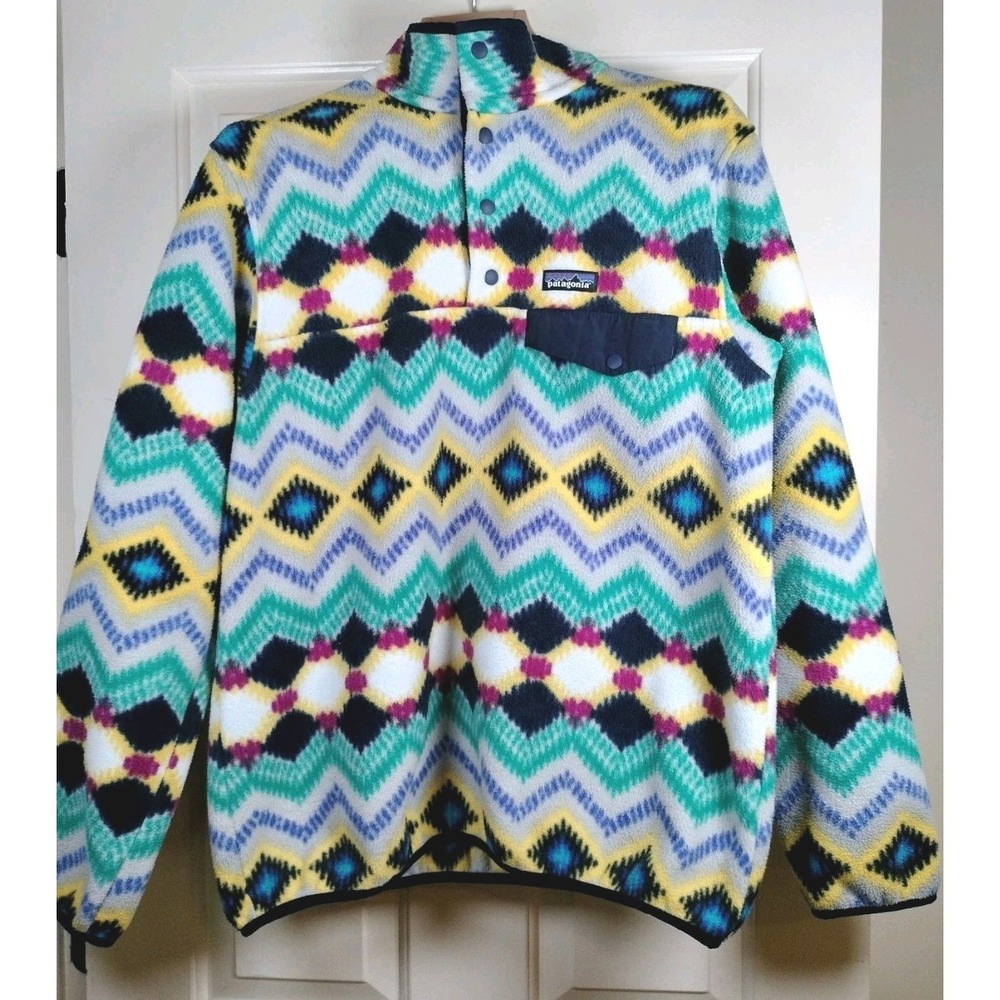 Patagonia Synchilla Snap-T Fleece Pullover Men's Large Geometric Pattern